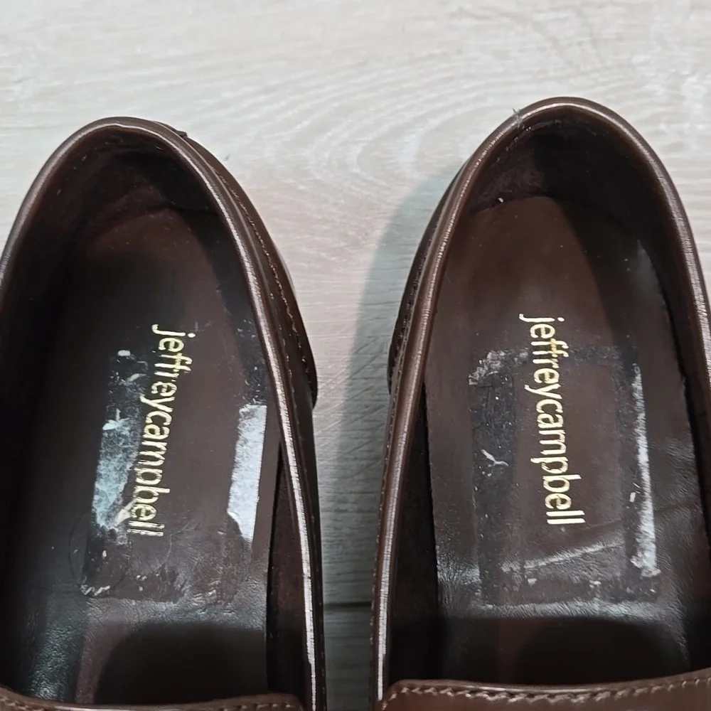 Jeffrey Campbell By Free People Women Brown Loafers with Gold Accent 8.5